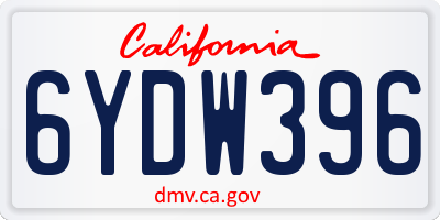 CA license plate 6YDW396