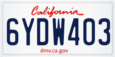 CA license plate 6YDW403