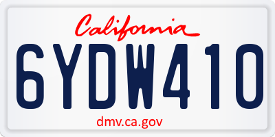 CA license plate 6YDW410
