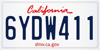 CA license plate 6YDW411