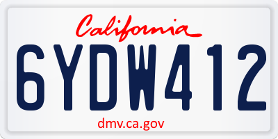 CA license plate 6YDW412