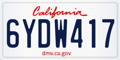 CA license plate 6YDW417