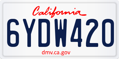 CA license plate 6YDW420