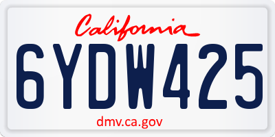 CA license plate 6YDW425