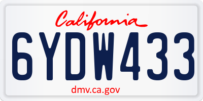 CA license plate 6YDW433