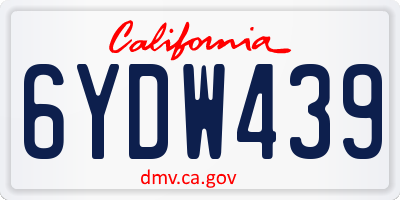 CA license plate 6YDW439