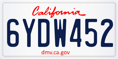 CA license plate 6YDW452