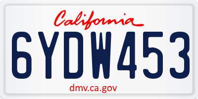 CA license plate 6YDW453