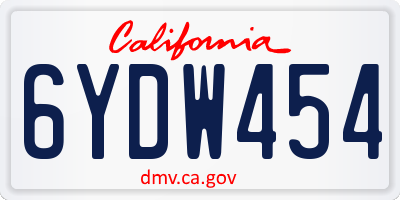 CA license plate 6YDW454