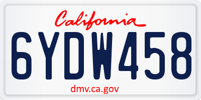 CA license plate 6YDW458