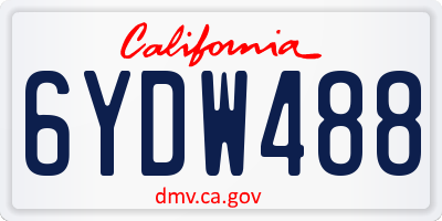 CA license plate 6YDW488