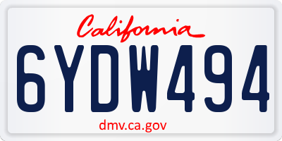 CA license plate 6YDW494