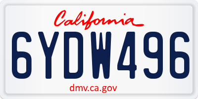 CA license plate 6YDW496