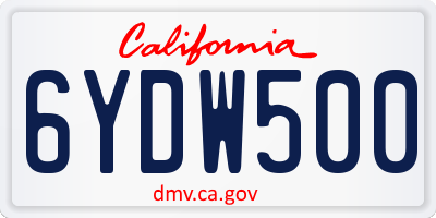 CA license plate 6YDW500