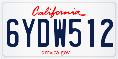 CA license plate 6YDW512