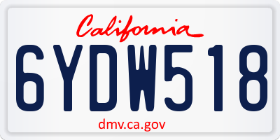 CA license plate 6YDW518