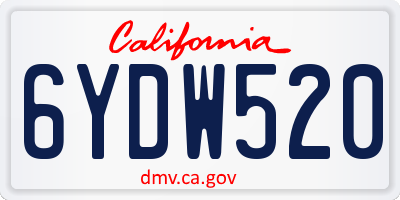 CA license plate 6YDW520