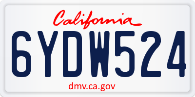 CA license plate 6YDW524