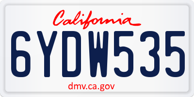 CA license plate 6YDW535