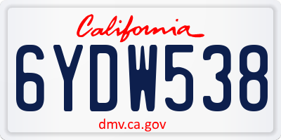 CA license plate 6YDW538