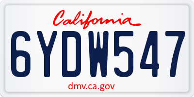 CA license plate 6YDW547