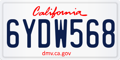 CA license plate 6YDW568