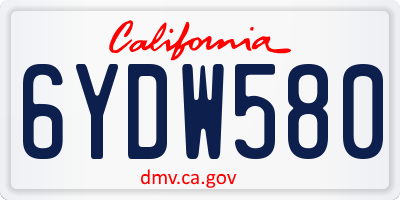 CA license plate 6YDW580