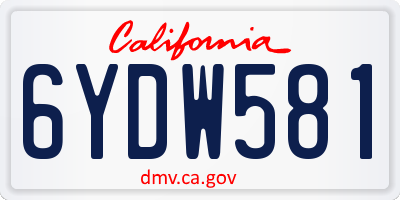 CA license plate 6YDW581