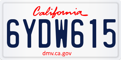 CA license plate 6YDW615