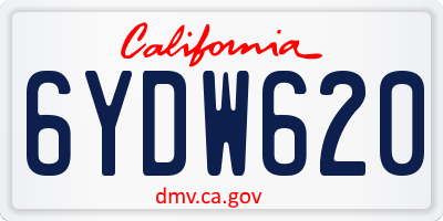 CA license plate 6YDW620