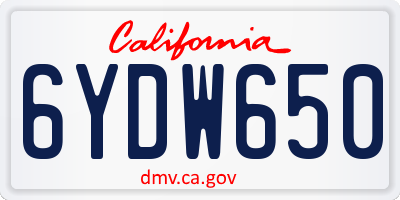 CA license plate 6YDW650
