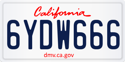 CA license plate 6YDW666