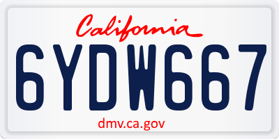CA license plate 6YDW667