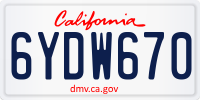 CA license plate 6YDW670