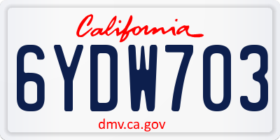 CA license plate 6YDW703