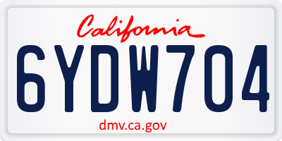 CA license plate 6YDW704