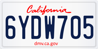 CA license plate 6YDW705