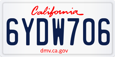 CA license plate 6YDW706