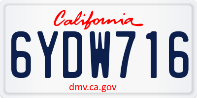 CA license plate 6YDW716