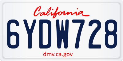 CA license plate 6YDW728