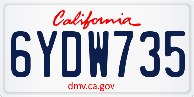 CA license plate 6YDW735