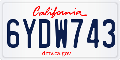 CA license plate 6YDW743