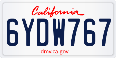 CA license plate 6YDW767