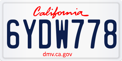CA license plate 6YDW778