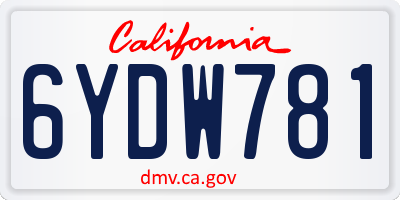 CA license plate 6YDW781