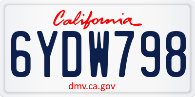 CA license plate 6YDW798
