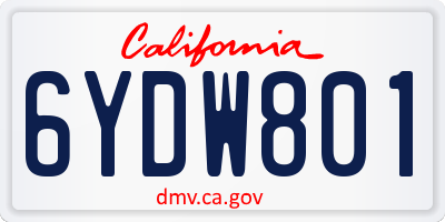 CA license plate 6YDW801