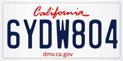 CA license plate 6YDW804