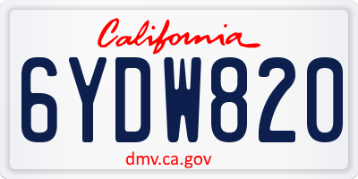 CA license plate 6YDW820