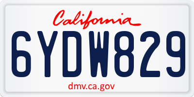 CA license plate 6YDW829